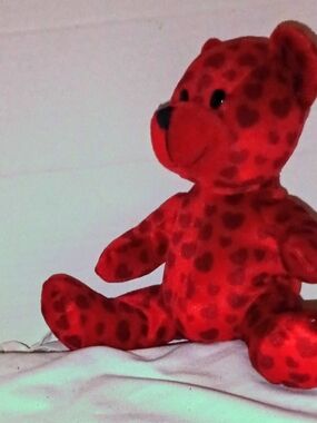 Red Heart-Pattern Plush Teddy Bear - Soft Kids Toy